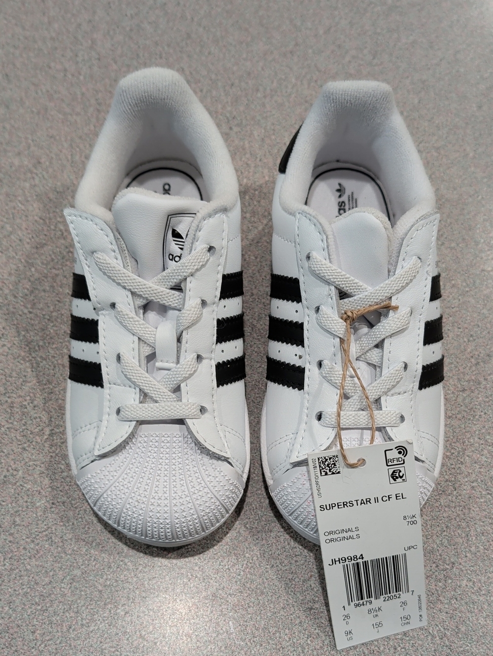 adidas Kids White Sneakers with Black Stripes
